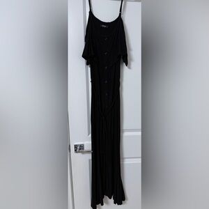 Elegant Black Button-Down Maxi Dress